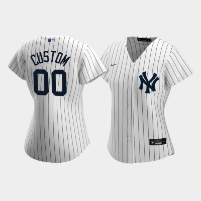 Women New York Yankees #00 Custom White 2020 Replica Home Jersey