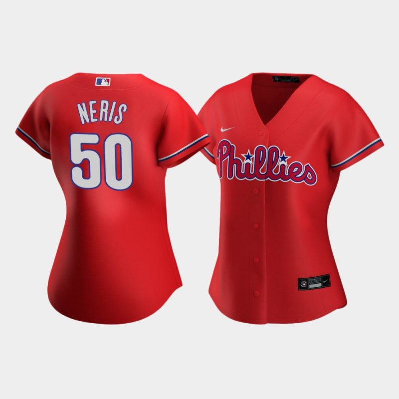 Women Philadelphia Phillies Hector Neris #50 Red Replica 2020 Alternate Jersey