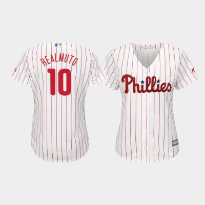 Women Philadelphia Phillies J.T. Realmuto #10 White Cool Base Home Jersey