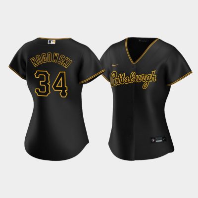 Women Pittsburgh Pirates John Nogowski Replica Alternate Team Script Black Jersey