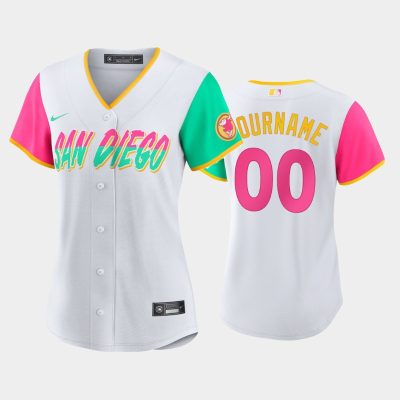 Women San Diego Padres #00 Custom 2022 City Connect White Jersey Replica