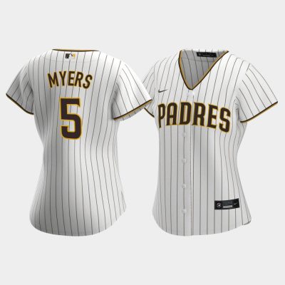 Women San Diego Padres Wil Myers #5 White Brown Replica Home Jersey