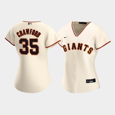 Women San Francisco Giants Brandon Crawford #35 Cream Replica 2020 Home Jersey