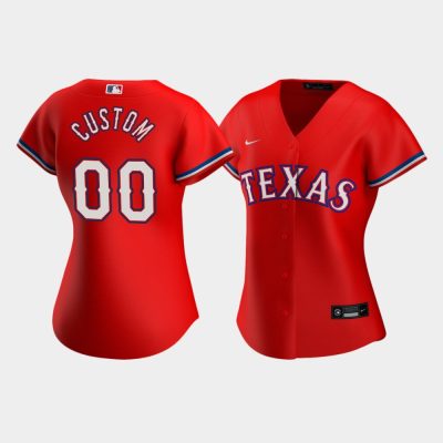 Women Texas Rangers #00 Custom Red 2020 Replica Alternate Jersey