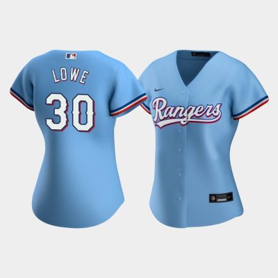 Women Texas Rangers Nate Lowe #30 Light Blue Replica Alternate Jersey