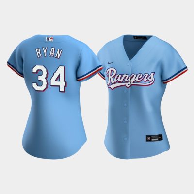 Women Texas Rangers Nolan Ryan #34 Light Blue Replica Alternate Jersey