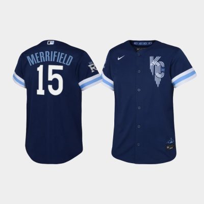 Youth #15 Whit Merrifield Kansas City Royals Replica 2022 City Connect Jersey - Navy
