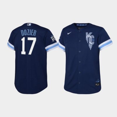 Youth #17 Hunter Dozier Kansas City Royals Replica 2022 City Connect Jersey - Navy