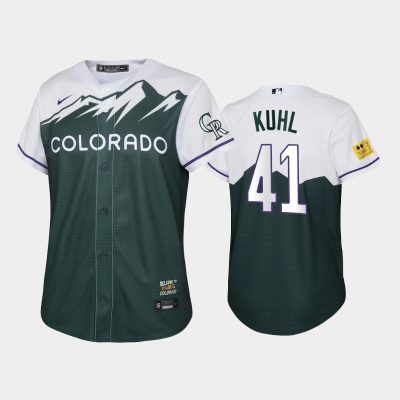 Youth 2022 City Connect Rockies #41 Chad Kuhl Replica Green Jersey