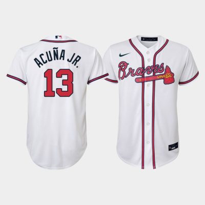 Youth Atlanta Braves Ronald Acuna Jr. #13 White Replica Home Jersey