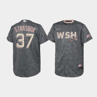 Youth Bloom Washington Nationals Stephen Strasburg Gray 2022 City Connect Replica Jersey