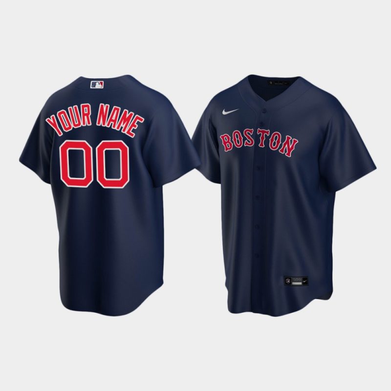 Youth Boston Red Sox #00 Custom Replica Alternate Navy Jersey