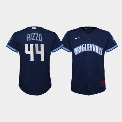Youth Chicago Cubs Anthony Rizzo #44 Navy 2021 City Connect Replica Jersey