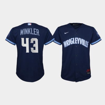 Youth Chicago Cubs Dan Winkler #43 Navy 2021 City Connect Replica Jersey