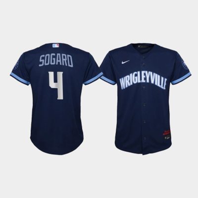 Youth Chicago Cubs Eric Sogard #4 Navy 2021 City Connect Replica Jersey