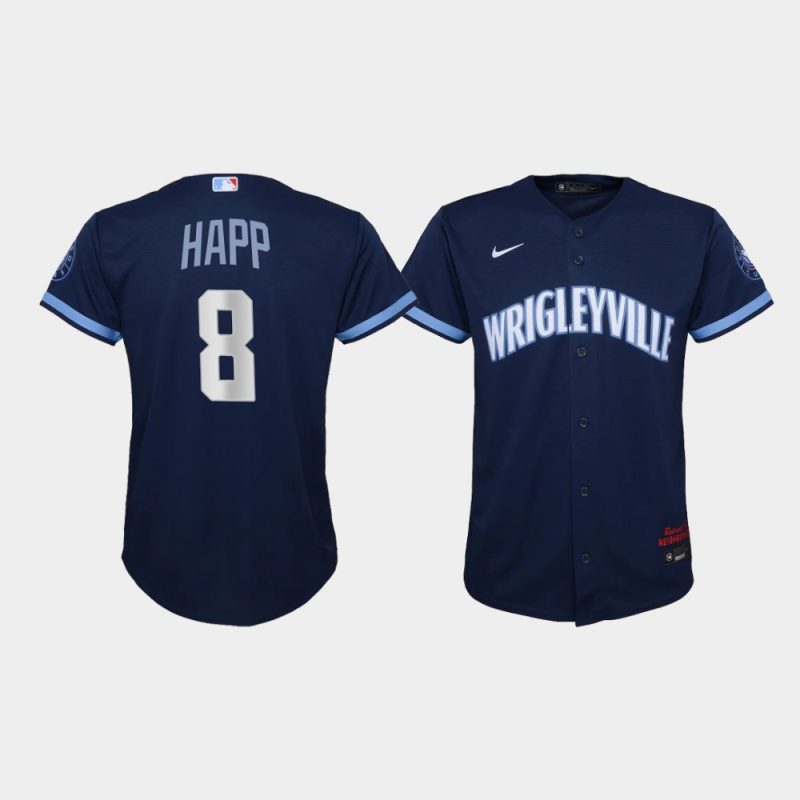 Youth Chicago Cubs Ian Happ #8 Navy 2021 City Connect Replica Jersey