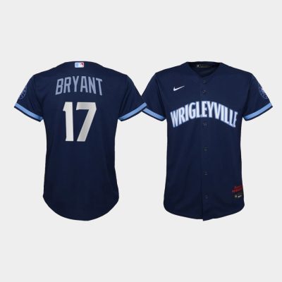 Youth Chicago Cubs Kris Bryant #17 Navy 2021 City Connect Replica Jersey