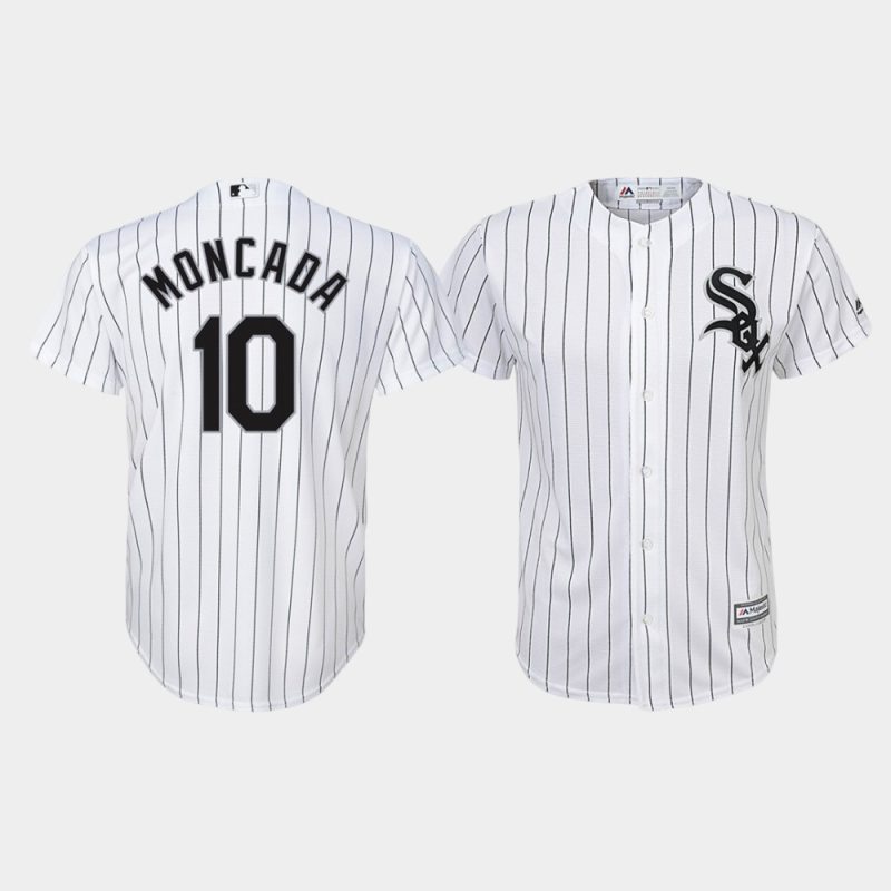 Youth Chicago White Sox Yoan Moncada #10 White Cool Base Home Jersey