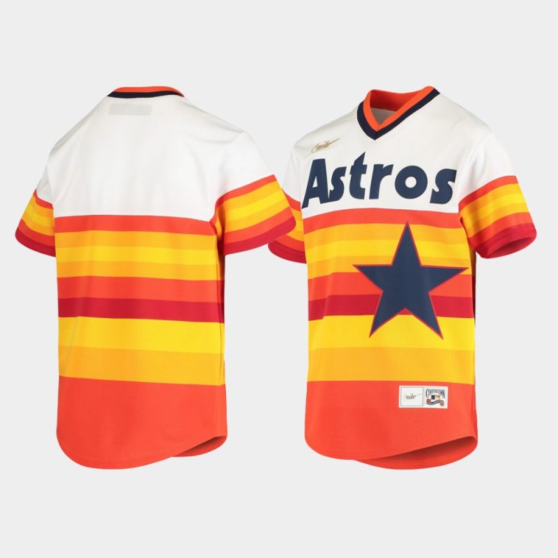 Youth Houston Astros White Orange Cooperstown Collection Home Jersey