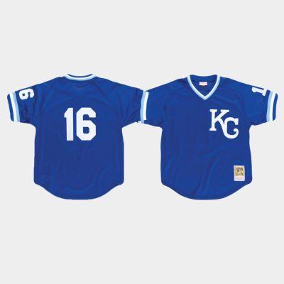 Youth Kansas City Royals #16 Bo Jackson Cooperstown Collection Mesh Batting Practice Royal Mitchell & Ness Jersey