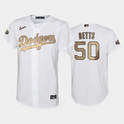 Youth Los Angeles Dodgers 2022 MLB All-Star Game #50 Mookie Betts White Replica Jersey