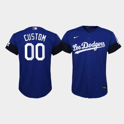 Youth Los Angeles Dodgers Custom #00 Royal 2021 City Connect Replica Jersey