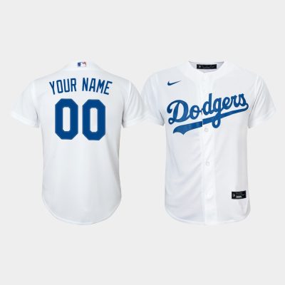 Youth Los Angeles Dodgers Custom #00 White Replica Home Jersey