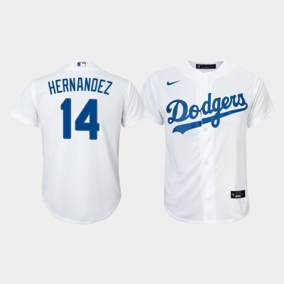Youth Los Angeles Dodgers Enrique Hernandez #14 White Replica Home Jersey