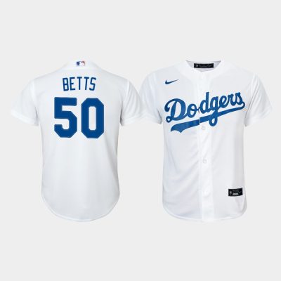Youth Los Angeles Dodgers Mookie Betts #50 White Replica Home Jersey