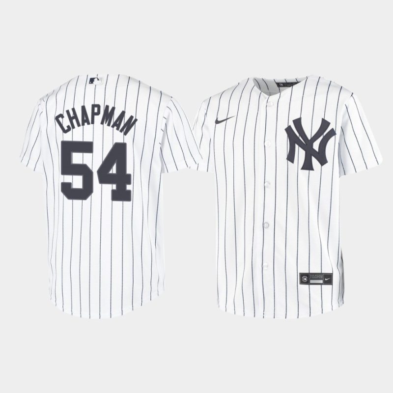 Youth New York Yankees Aroldis Chapman #54 White Replica Home Jersey