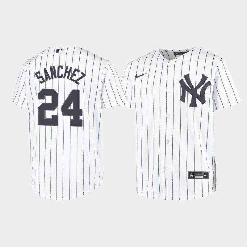 Youth New York Yankees Gary Sanchez #24 White Replica Home Jersey