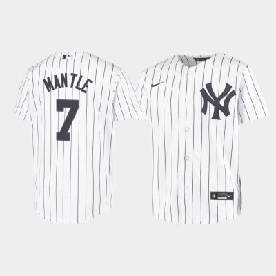 Youth New York Yankees Mickey Mantle #7 White Replica Home Jersey