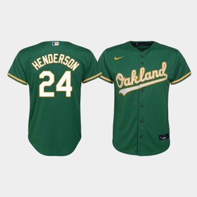 Youth Oakland Athletics Rickey Henderson #24 Kelly Green Replica Alternate Jersey