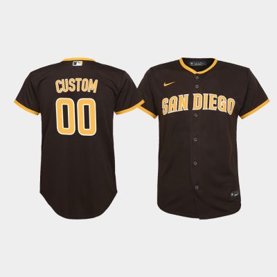 Youth San Diego Padres Custom #00 Brown Replica Road Player Jersey