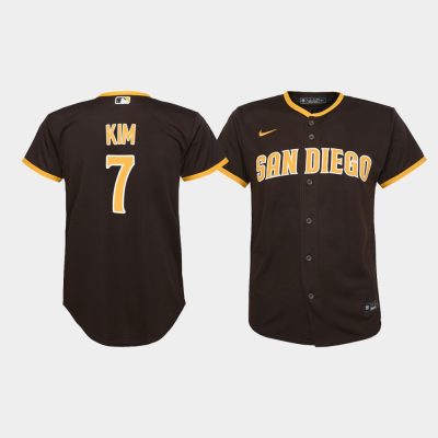 Youth San Diego Padres Ha-Seong Kim #7 Brown Replica Road Player Jersey