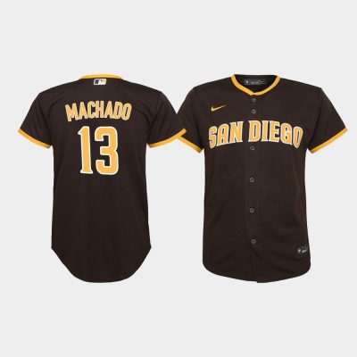 Youth San Diego Padres Manny Machado #13 Brown Replica Road Player Jersey