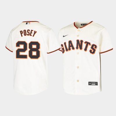Youth San Francisco Giants Buster Posey #28 Cream Replica Home Jersey