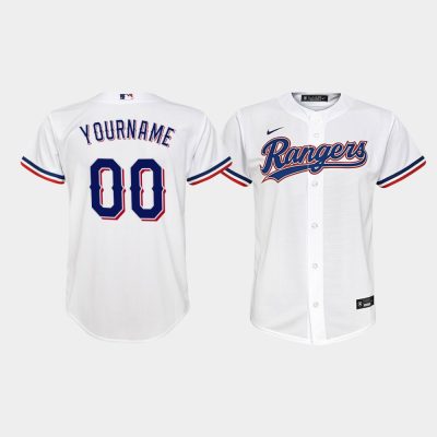 Youth Texas Rangers Custom #00 White Replica Home Jersey