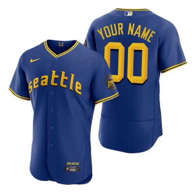 Men Seattle Mariners Custom Royal 2023 City Connect Jersey