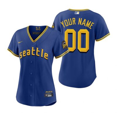 Women Seattle Mariners Custom Royal 2023 City Connect Replica Jersey