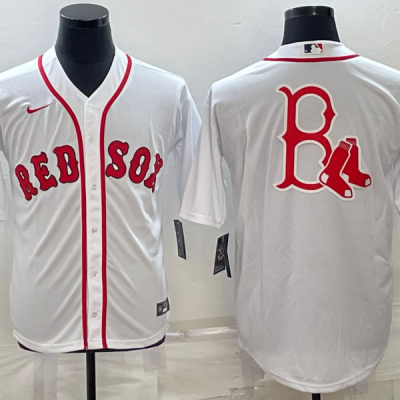 Men Boston Red Sox White Team Big Logo Cool Base Stitched Jersey