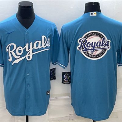Men Kansas City Royals Light Blue Team Big Logo Cool Base Stitched Jersey
