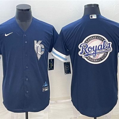 Men Kansas City Royals Navy Team Big Logo City Connect Cool Base Stitched Jersey