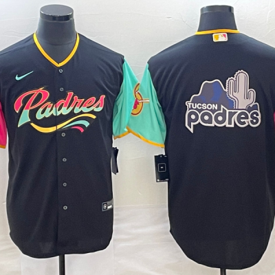 Men San Diego Padres Black Team Big Logo City Connect Cool Base Stitched Baseball Jersey