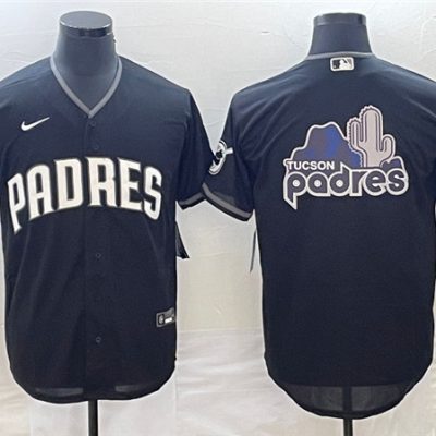 Men San Diego Padres Black Team Big Logo Cool Base Stitched Baseball Jersey