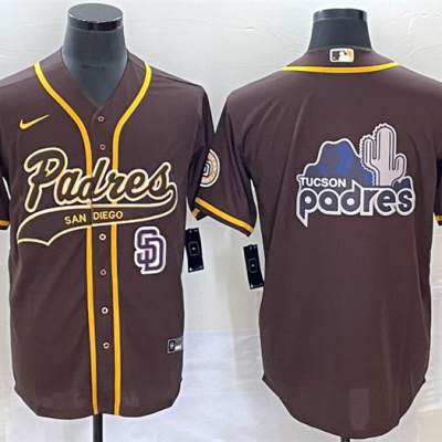 Men San Diego Padres Brown Big Logo In Back Cool Base Stitched Baseball Jersey