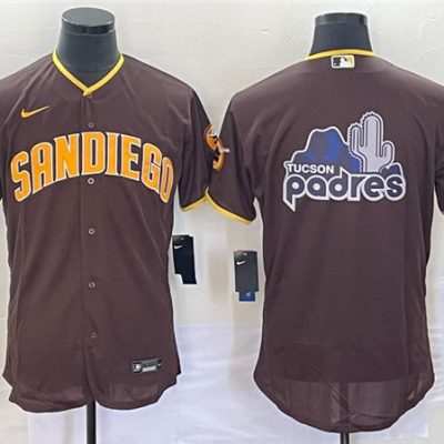 Men San Diego Padres Brown Team Big Logo Cool Base Stitched Baseball Jersey