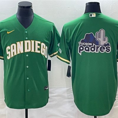 Men San Diego Padres Green Team Big Logo Cool Base Stitched Baseball Jersey 002