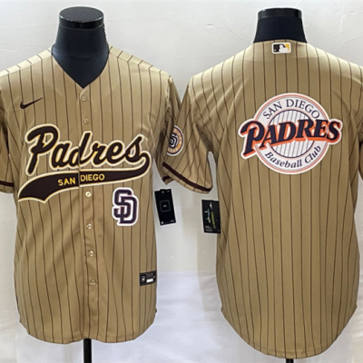 Men San Diego Padres TanTeam Big Logo In Back Cool Base With Patch Stitched Baseball Jersey