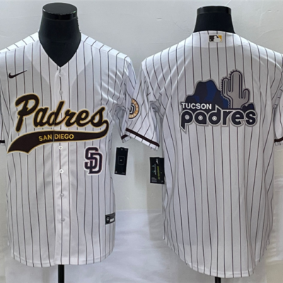 Men San Diego Padres White Big Logo In Back Cool Base With Patch Stitched Baseball Jersey